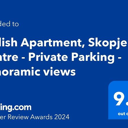 Stylish Apartment, Skopje Centre - Private Parking - Panoramic Views Bagian luar foto
